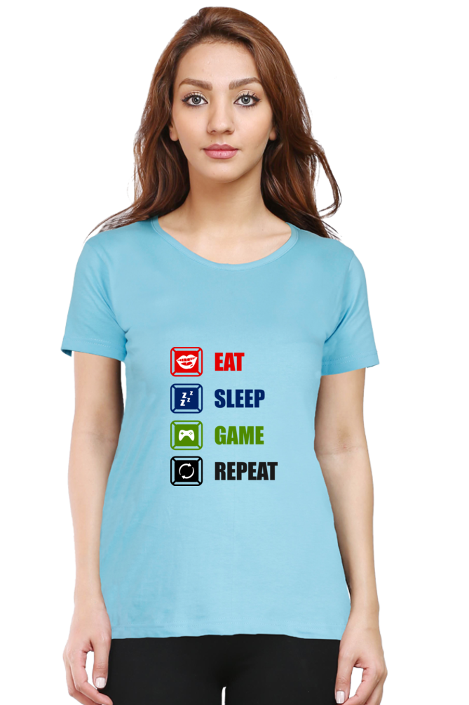 Women’s Round Neck Printed Gamer T-Shirts -  Repeat