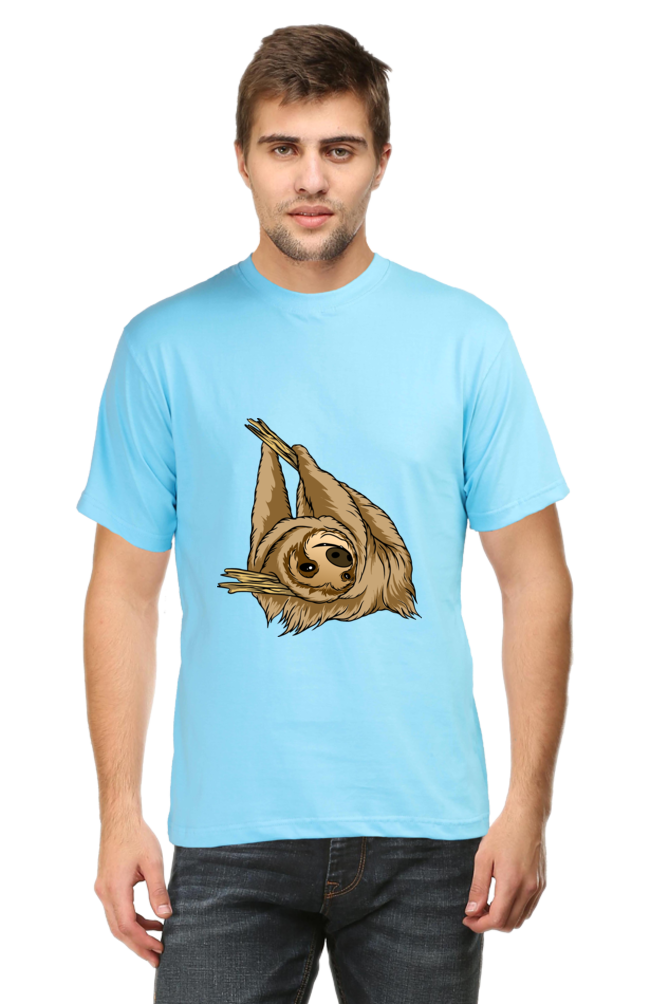 Men's Round Neck Sloth T-Shirt - say cheese