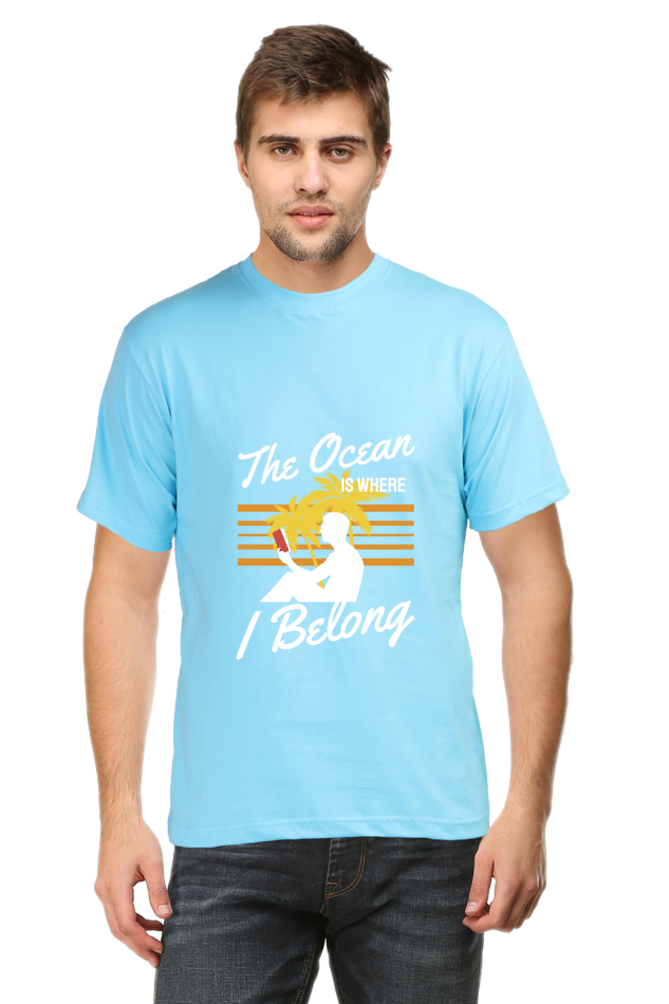 Men's Round Neck Summer T-Shirt - Ocean