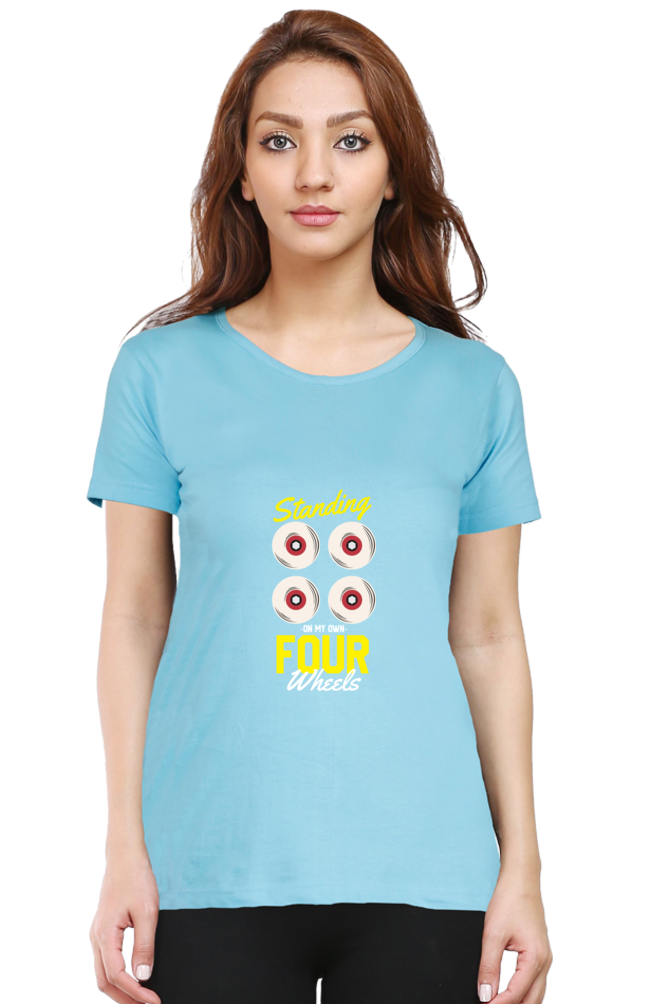 Women  Skateboard Half Sleeve T-Shirt - Four Wheels
