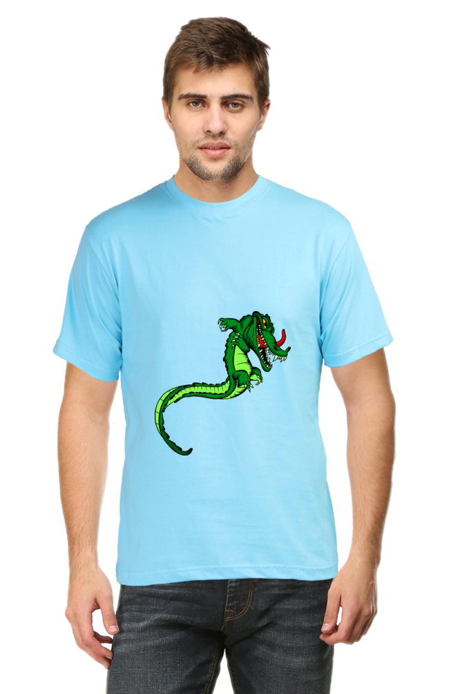 Men's Animal's & Monster's Cotton Round Neck T-Shirt - dragon