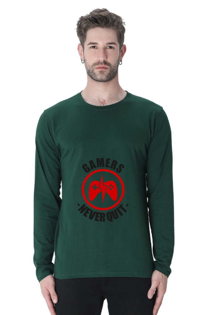 Men’s  Gamer Full Sleeve - T Shirt - Never Quit