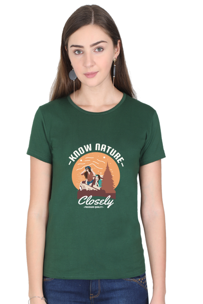 Women’s Round Neck Printed Adventure T-Shirts -  know nature