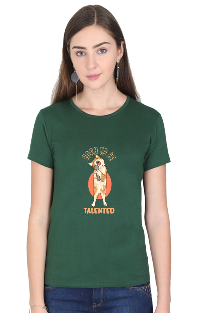 Women’s Round Neck Printed Funny & Queen SVG T-Shirts -  talented