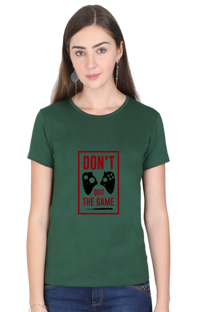 Women’s Round Neck Printed Gamer T-Shirts -  Quit