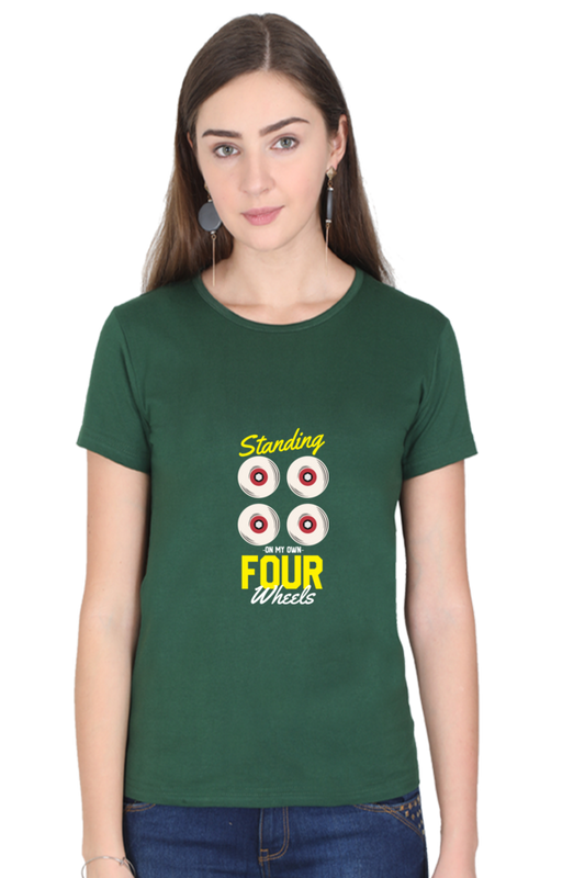 Women  Skateboard Half Sleeve T-Shirt - Four Wheels