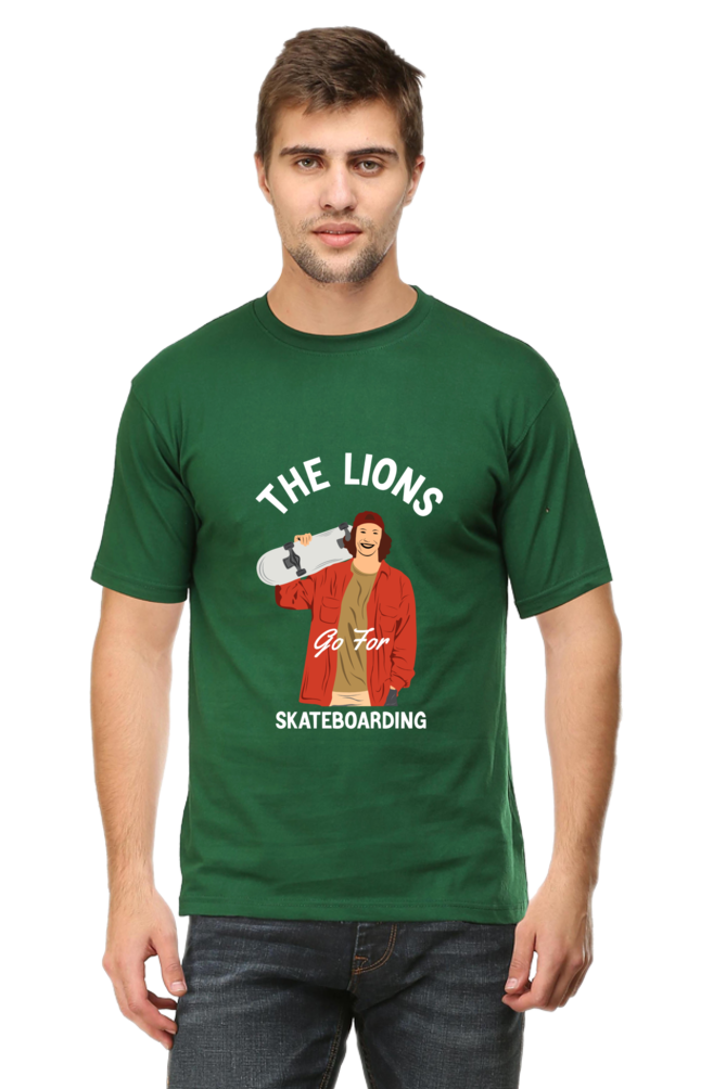 Skateboard Unisex Cotton Round Neck T-shirt - The Lion's