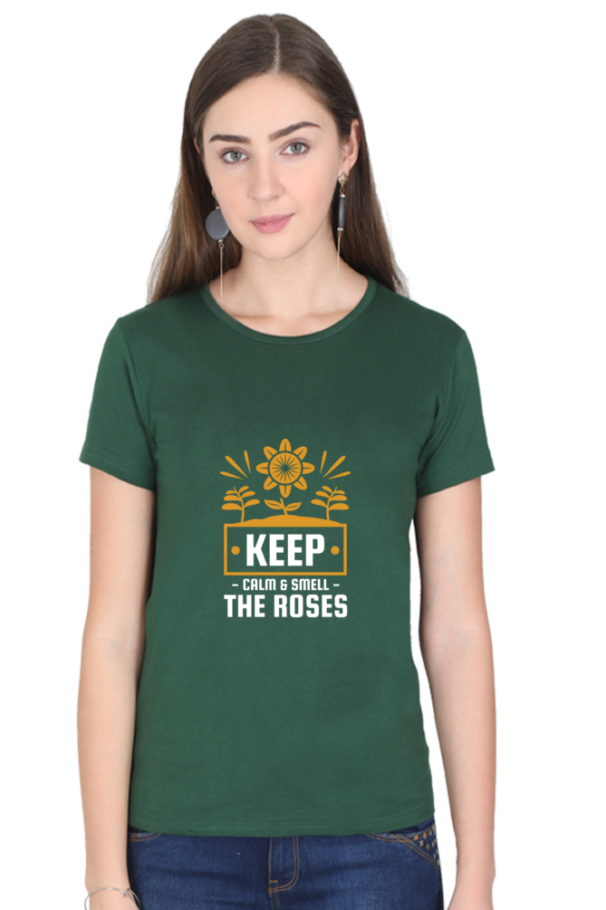 Women’s Round Neck Printed Gardening T-Shirts - keep calm