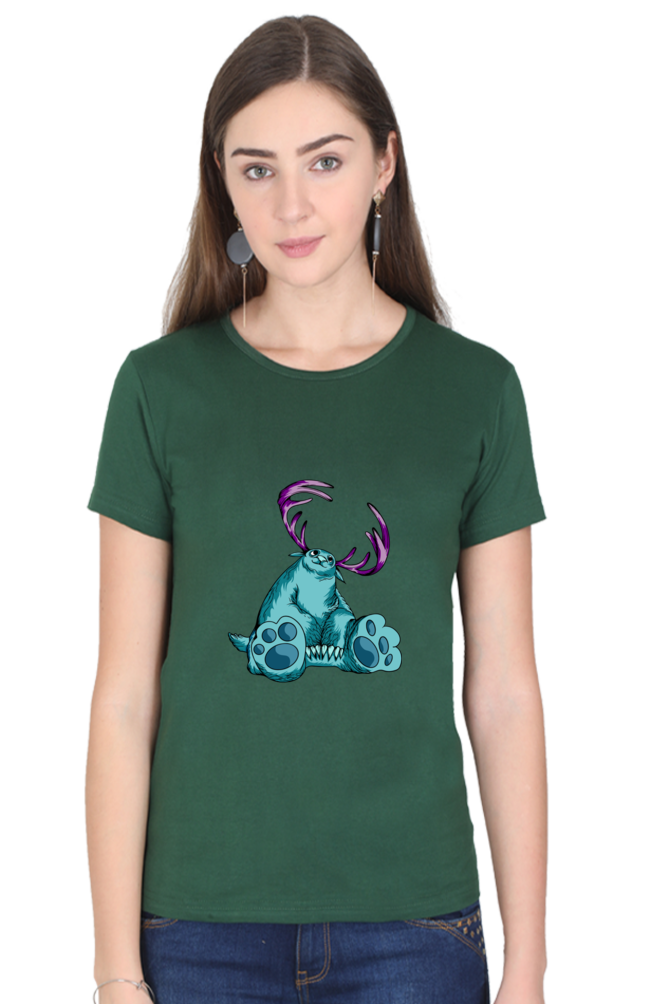 Women’s Round Neck Printed Animal's & Monster's T-Shirts -  huge monster