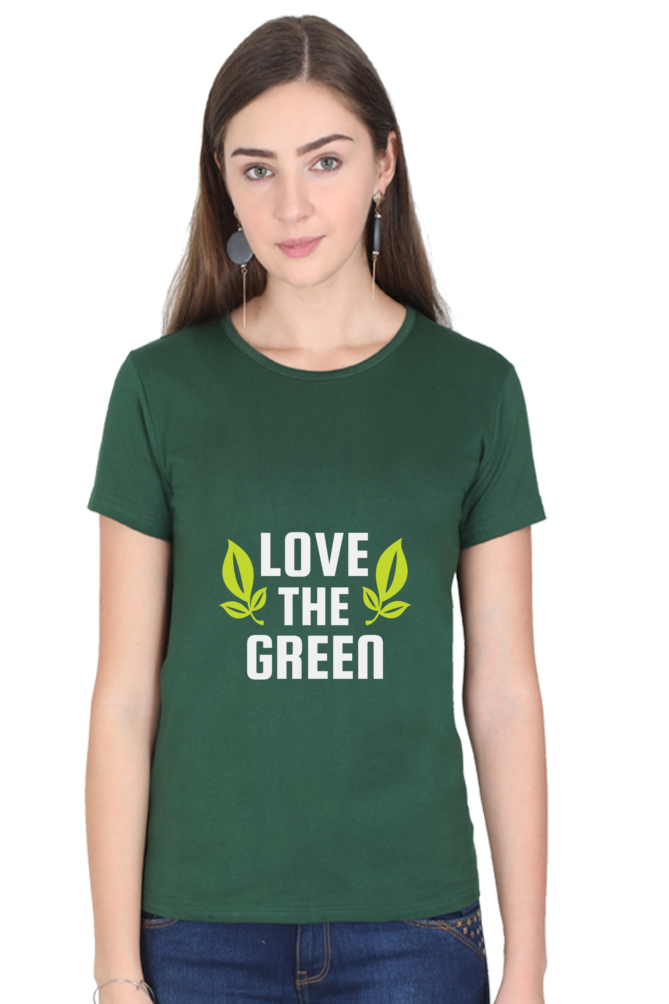 Women’s Round Neck Printed Gardening T-Shirts -   green