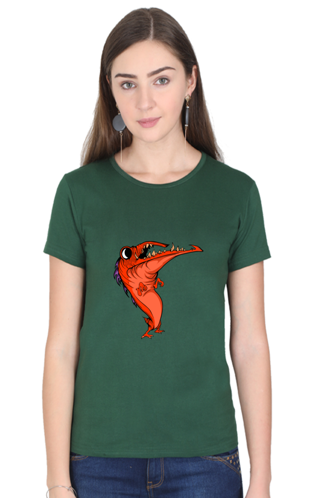 Women’s Round Neck Printed Animal's & Monster's T-Shirts - dancing monster
