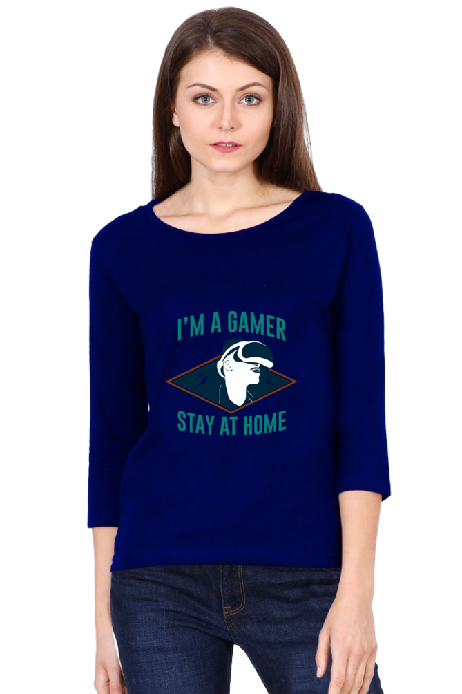 Women’s Full Sleeves Gamer T-Shirts - Stay Home