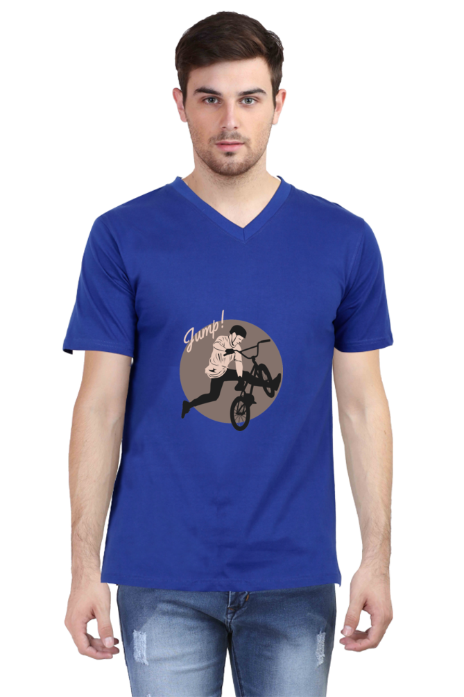 Men's BMX V Neck T-Shirt - jump