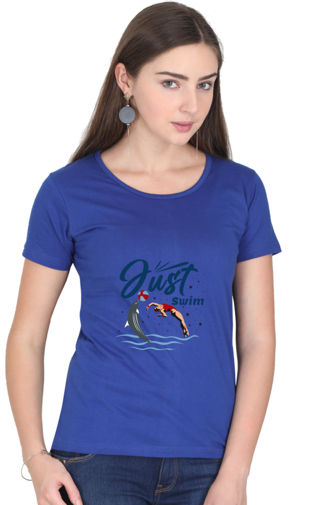 Women  Swimming Half Sleeve T-Shirt - Just Swim