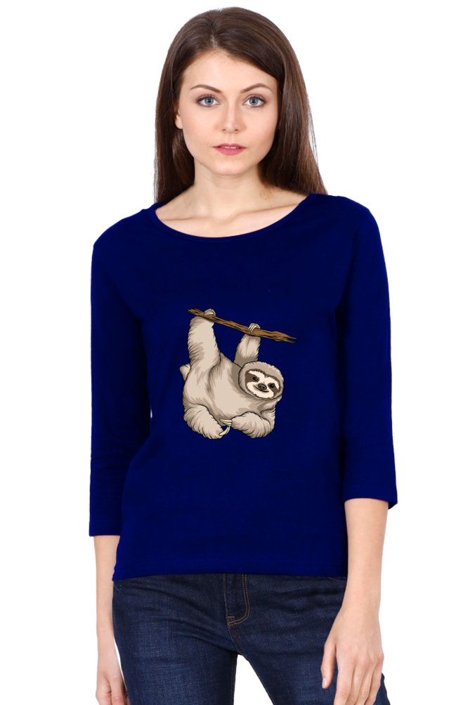 Women Sloth Full Sleeve T-Shirt - baby with small pony