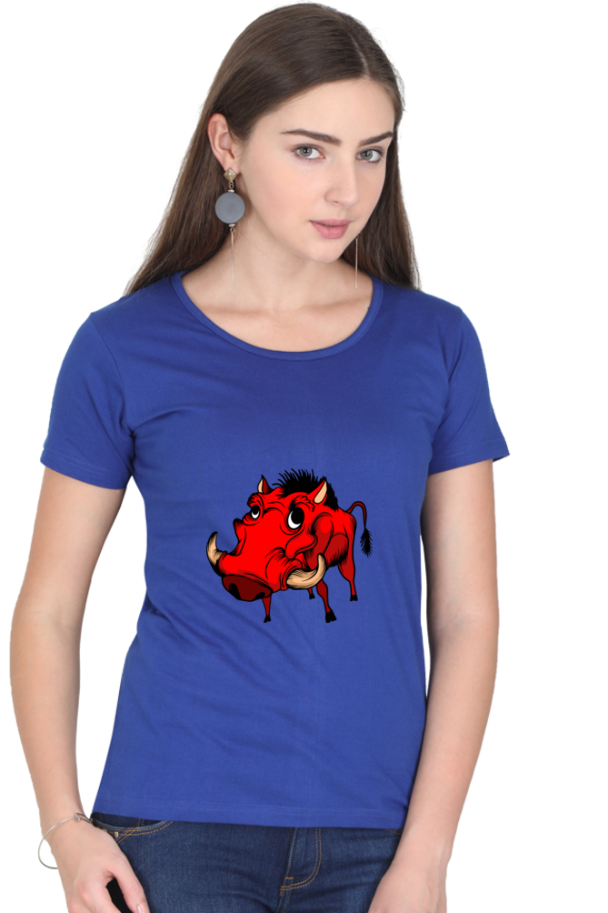 Women’s Round Neck Printed Animal's & Monster's T-Shirts -  monster rino