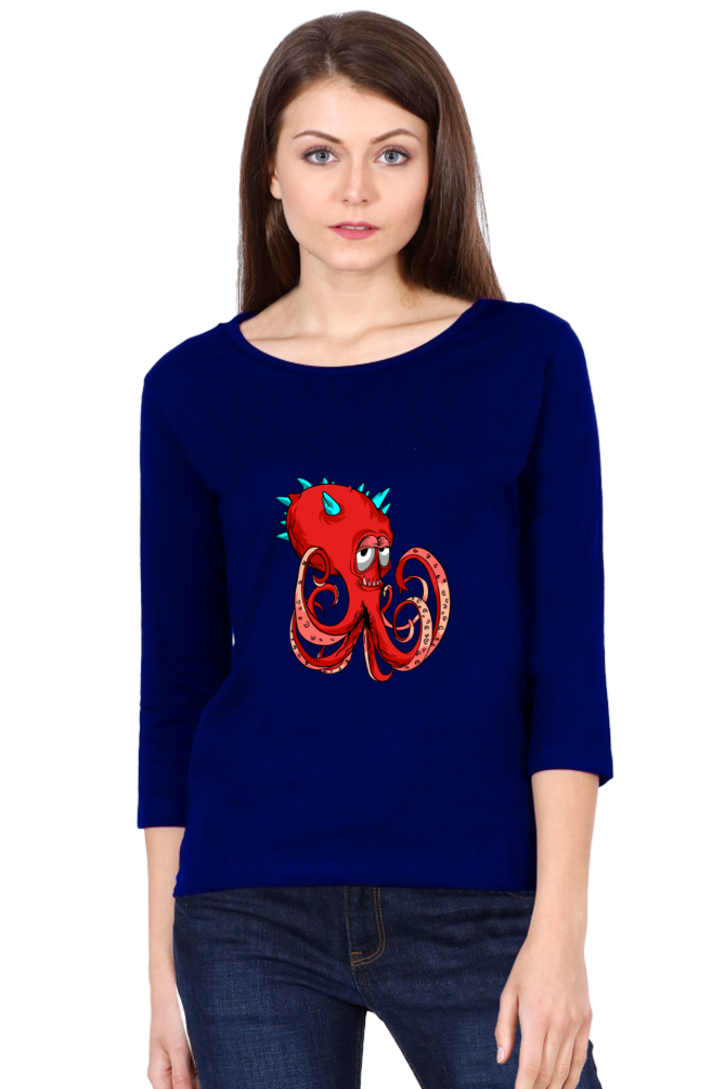 Women’s Full Sleeves Animal's & Monster's  T-Shirts - monster octopus