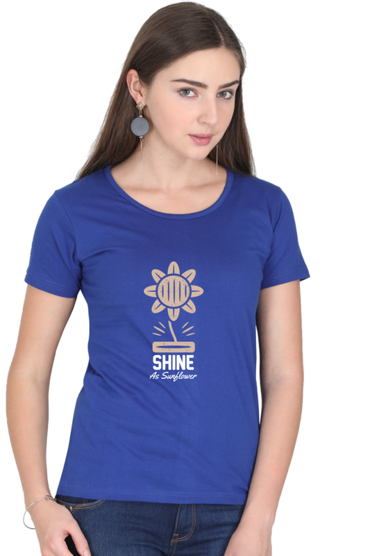 Women’s Round Neck Printed Gardening T-Shirts -   shine