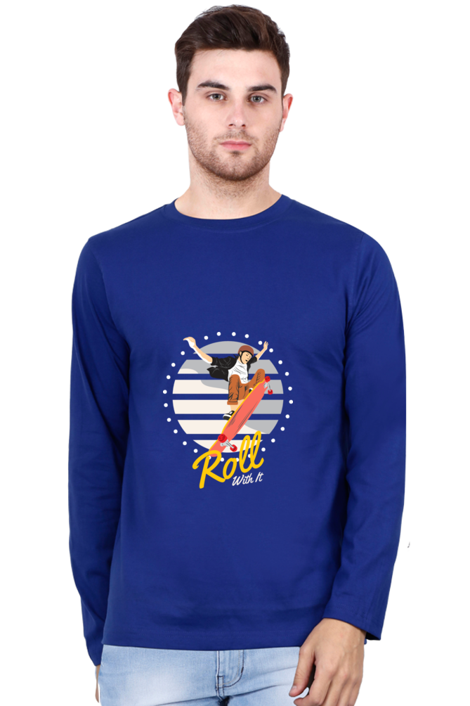 Men’s  Skateboard Full Sleeve - T Shirt  - Roll with it