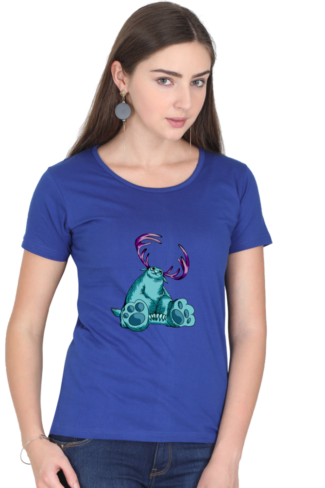 Women’s Round Neck Printed Animal's & Monster's T-Shirts -  huge monster