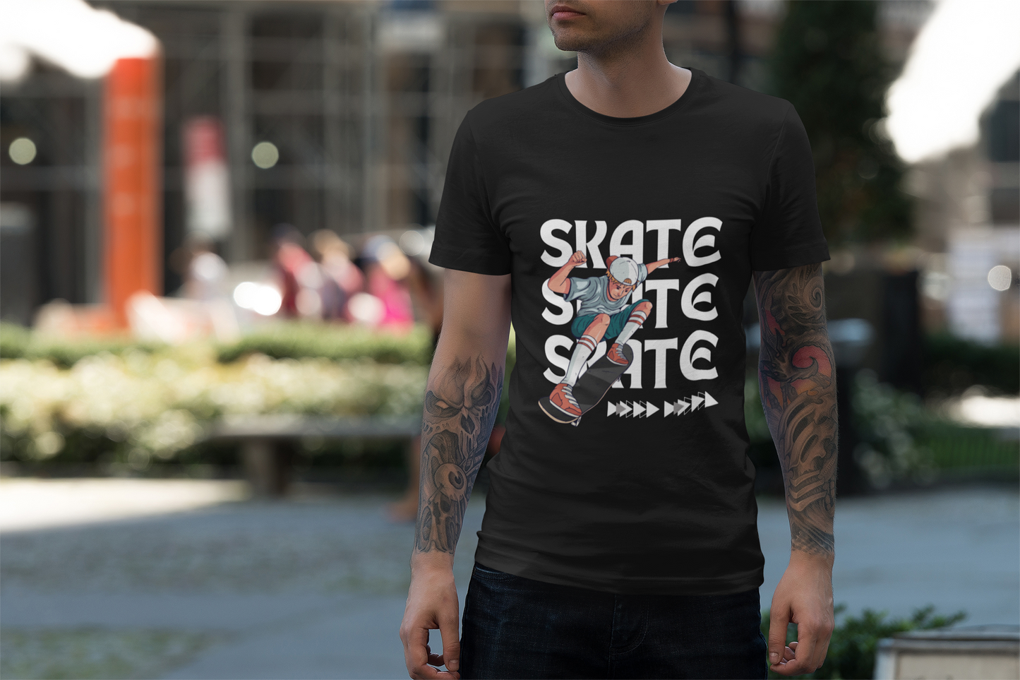 Skateboarding Unisex Cotton Round Neck T-shirt