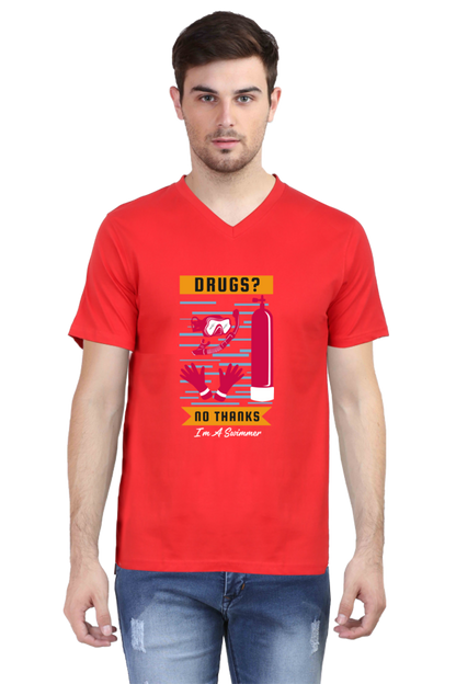 Men's Swimming V Neck T-Shirt - No Thanks