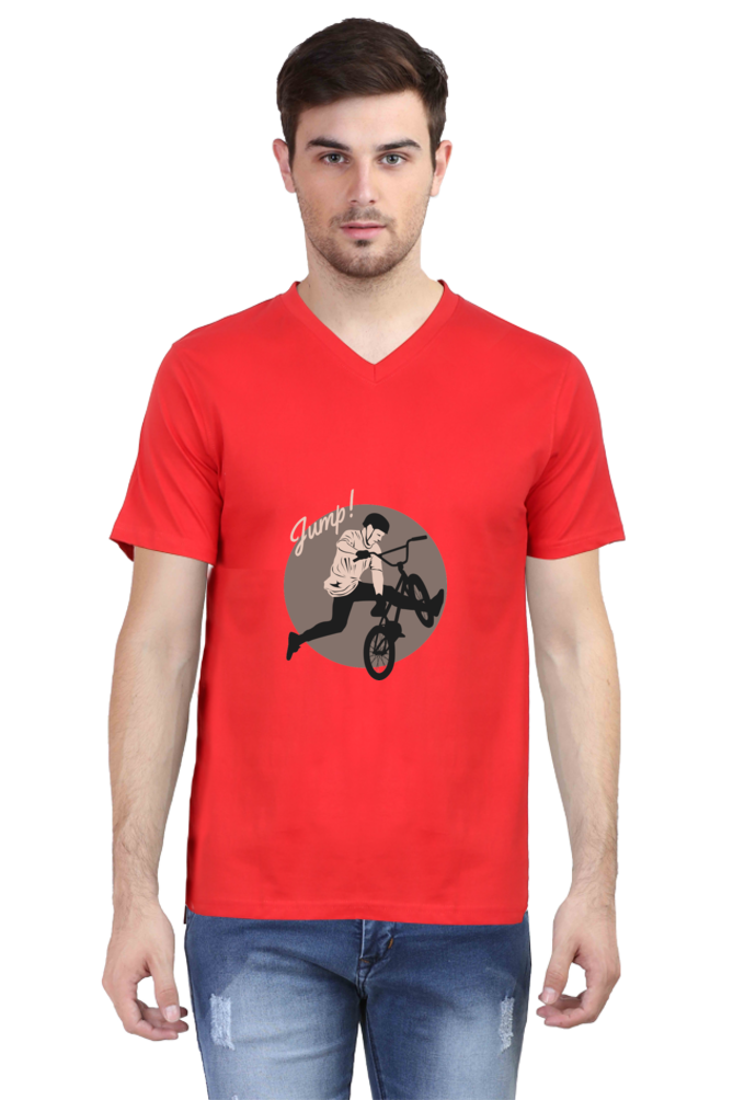 Men's BMX V Neck T-Shirt - jump