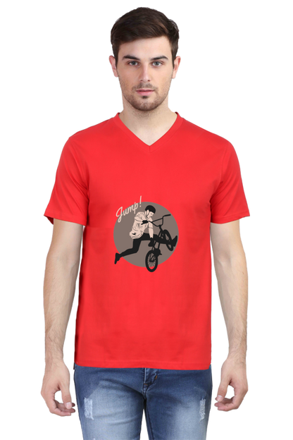 Men's BMX V Neck T-Shirt - jump