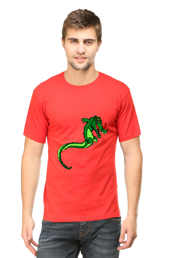 Men's Animal's & Monster's Cotton Round Neck T-Shirt - dragon