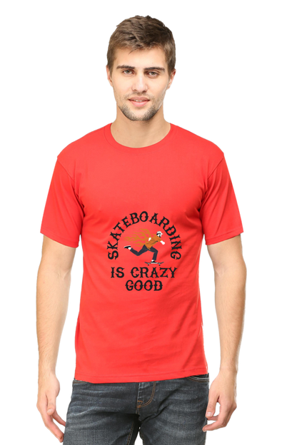 Skateboard Unisex Cotton Round Neck T-shirt - Crazy