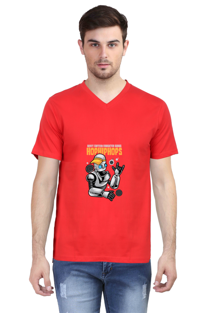 Men's Dance V Neck T-Shirt - robot urban hip-hop