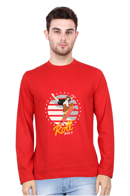 Men’s  Skateboard Full Sleeve - T Shirt  - Roll with it