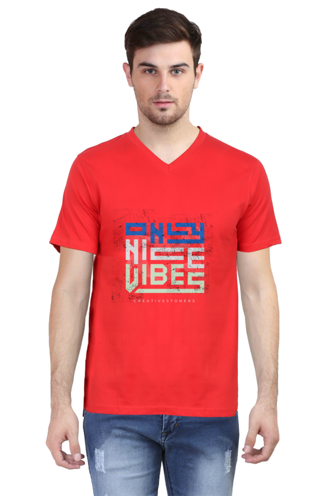 Men's Minimalistic V Neck T-Shirt -  Nice