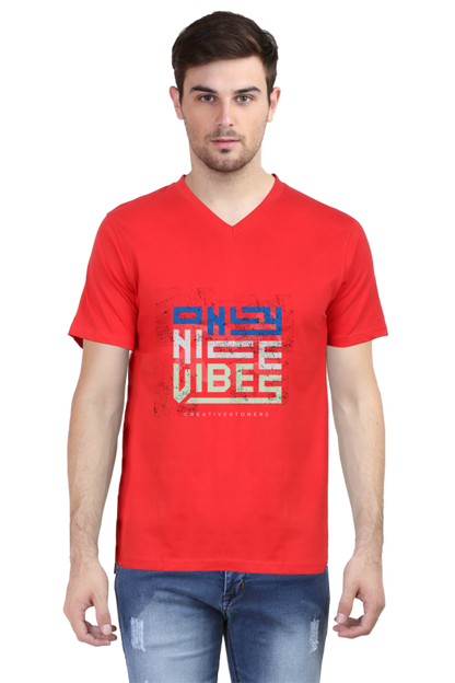 Men's Minimalistic V Neck T-Shirt -  Nice