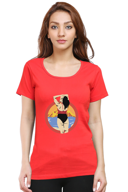 Women’s Round Neck Printed Summer T-Shirts - Girl