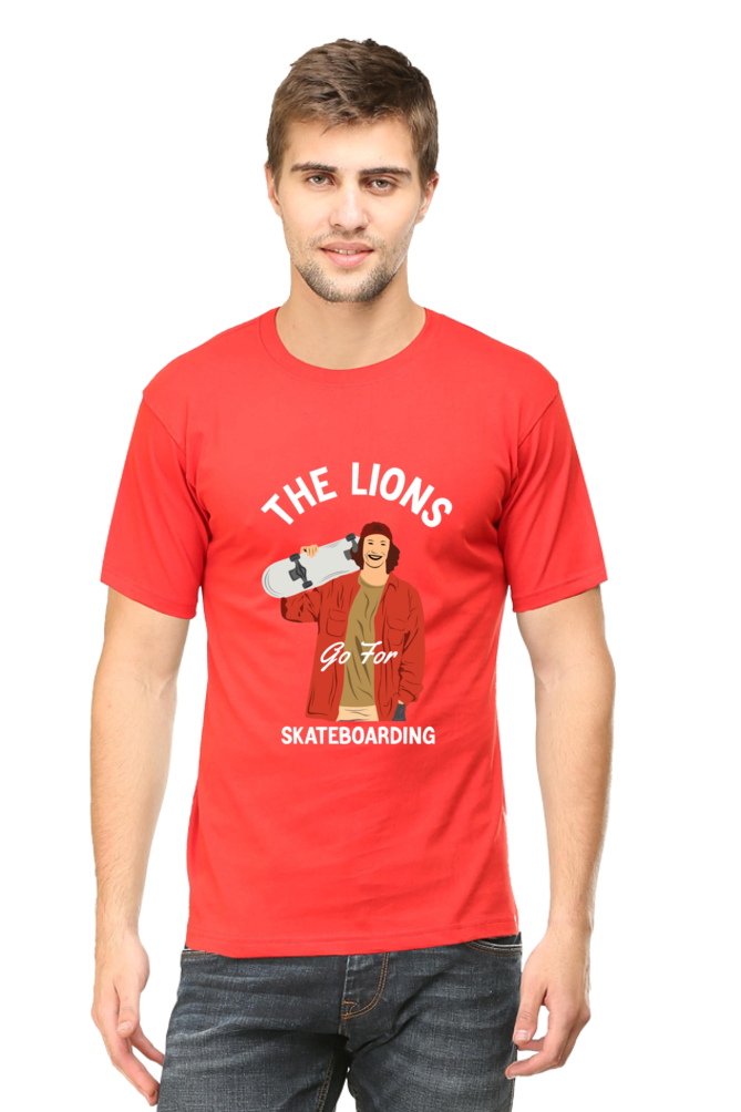 Skateboard Unisex Cotton Round Neck T-shirt - The Lion's