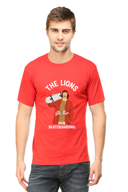 Skateboard Unisex Cotton Round Neck T-shirt - The Lion's