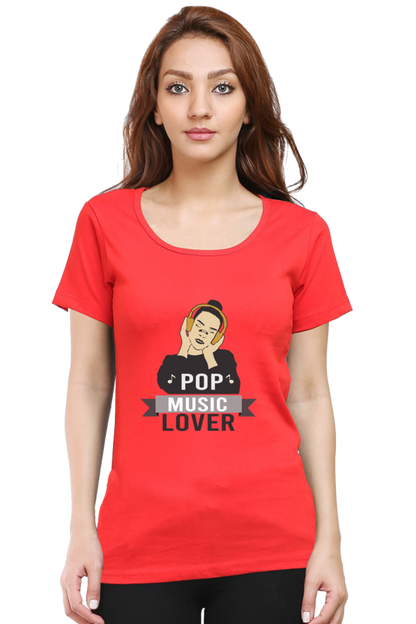Women’s Round Neck Printed Music T-Shirts - POP
