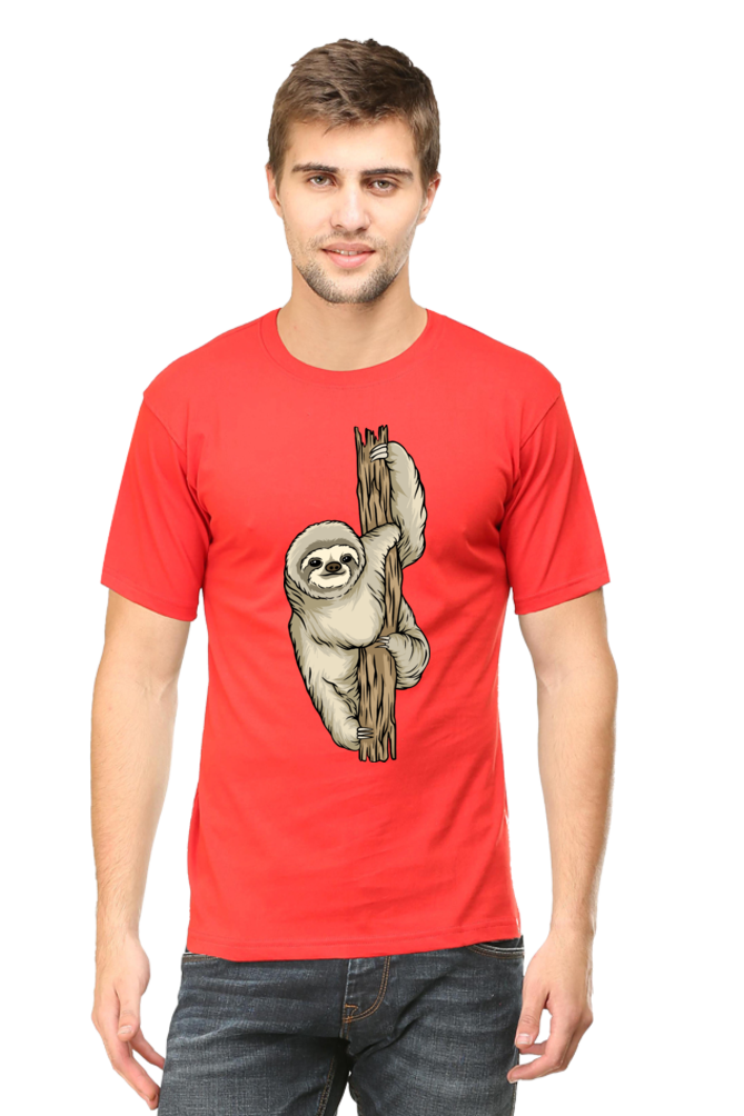 Men's Round Neck Sloth T-Shirt - keep smiling