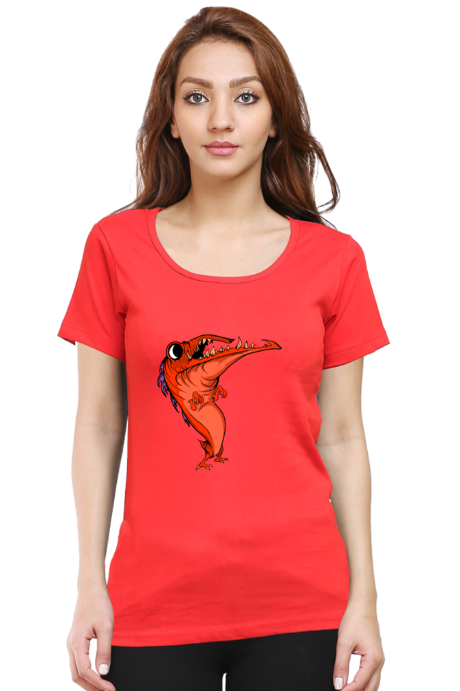 Women’s Round Neck Printed Animal's & Monster's T-Shirts - dancing monster