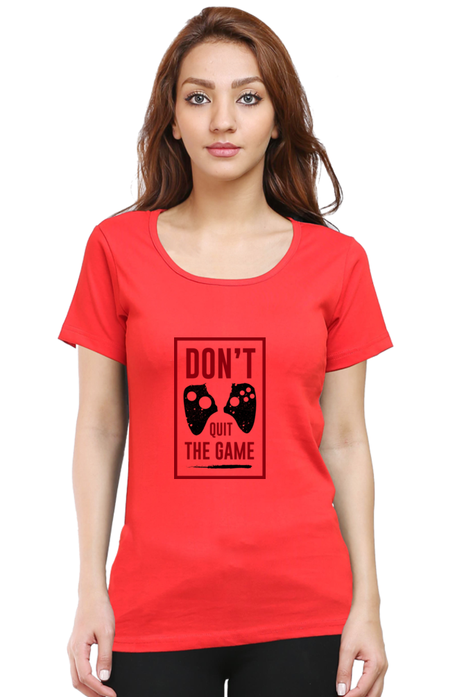 Women’s Round Neck Printed Gamer T-Shirts -  Quit