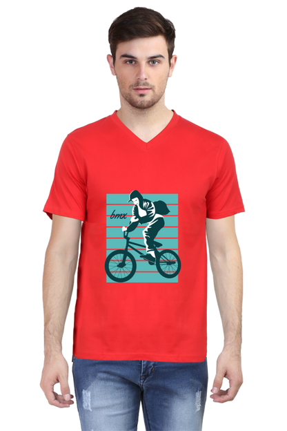 Men's BMX V Neck T-Shirt - bagpack