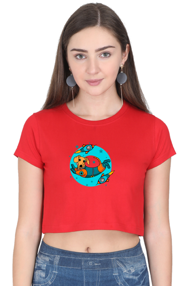 Women Animal's & Monster's  Crop Top -  tweaking dog