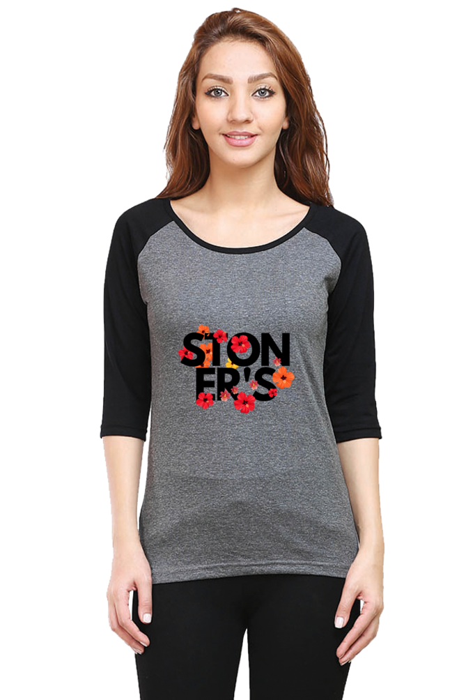 Women Raglan T-Shirt - Stoners & Flowers
