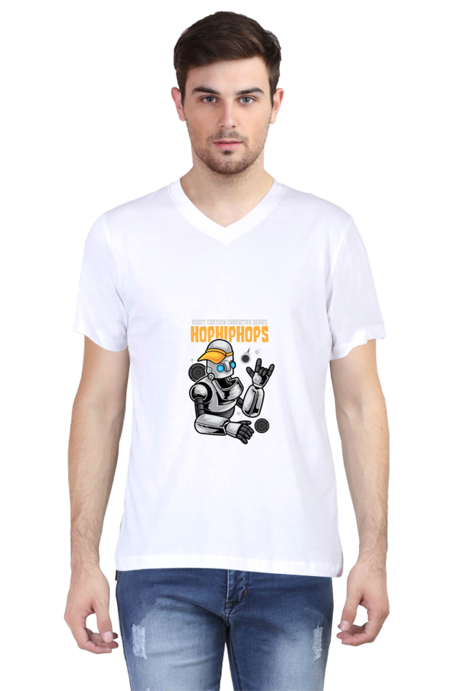 Men's Dance V Neck T-Shirt - robot urban hip-hop