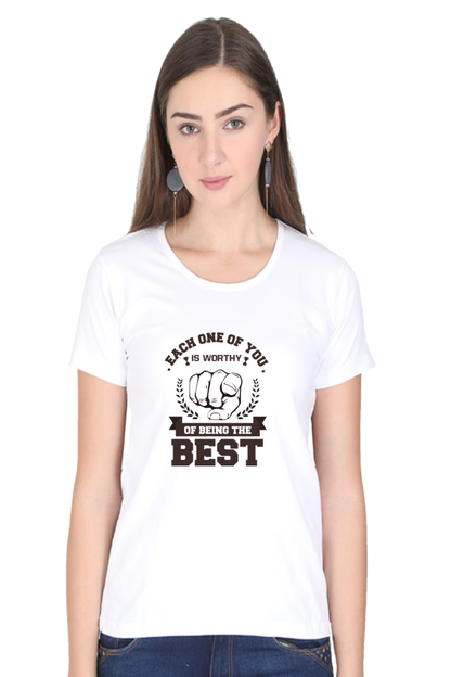 Women’s Round Neck Printed Motivational T-Shirts -  Worthy
