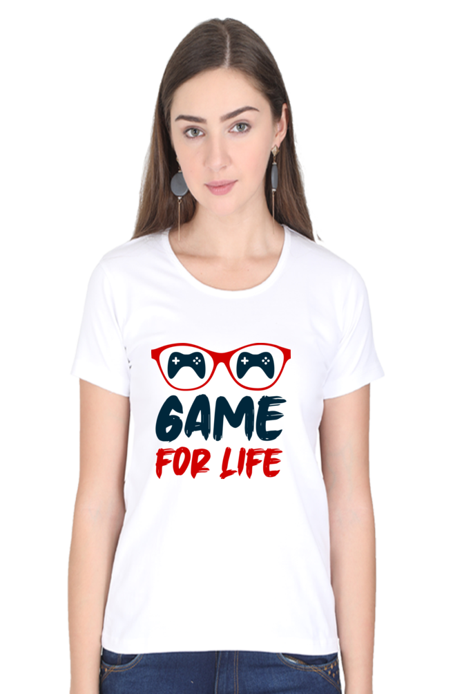 Women’s Round Neck Printed Gamer T-Shirts -  Life