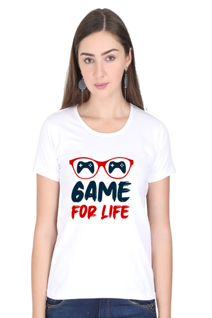 Women’s Round Neck Printed Gamer T-Shirts -  Life