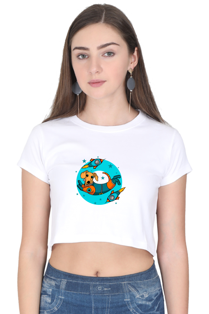 Women Animal's & Monster's  Crop Top -  tweaking dog