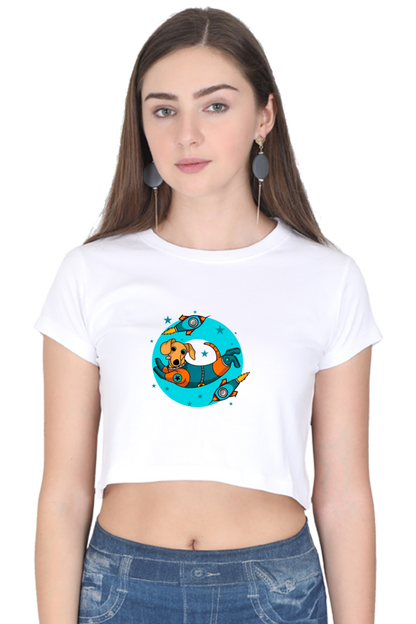 Women Animal's & Monster's  Crop Top -  tweaking dog